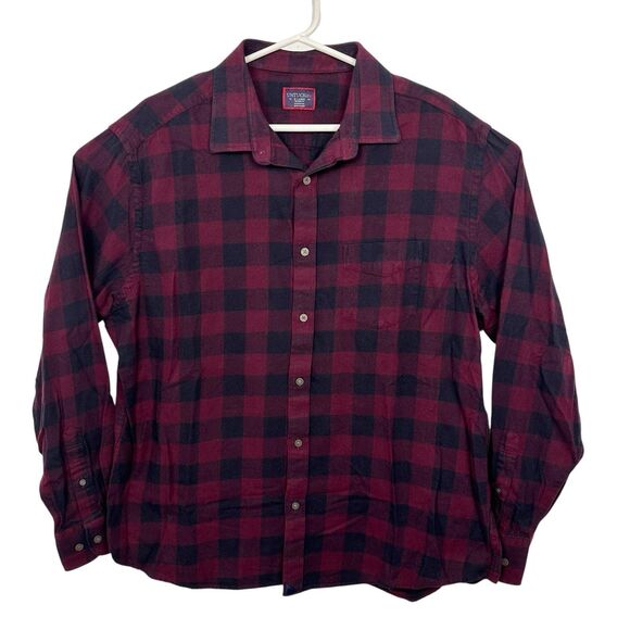 UNTUCKit Barrelstone Flannel Shirt Buffalo Plaid 40713 Mens Size XL Maroon Black - Picture 1 of 6